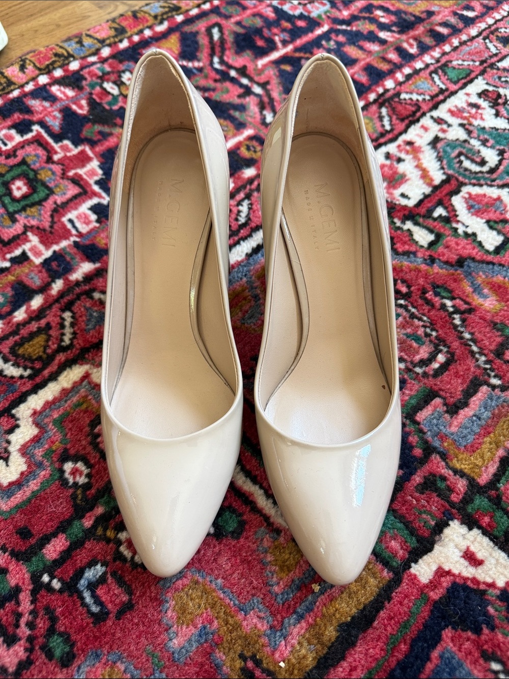M. Gemi Nude Patent Pointed-Toe Pumps. Lustro 90mm